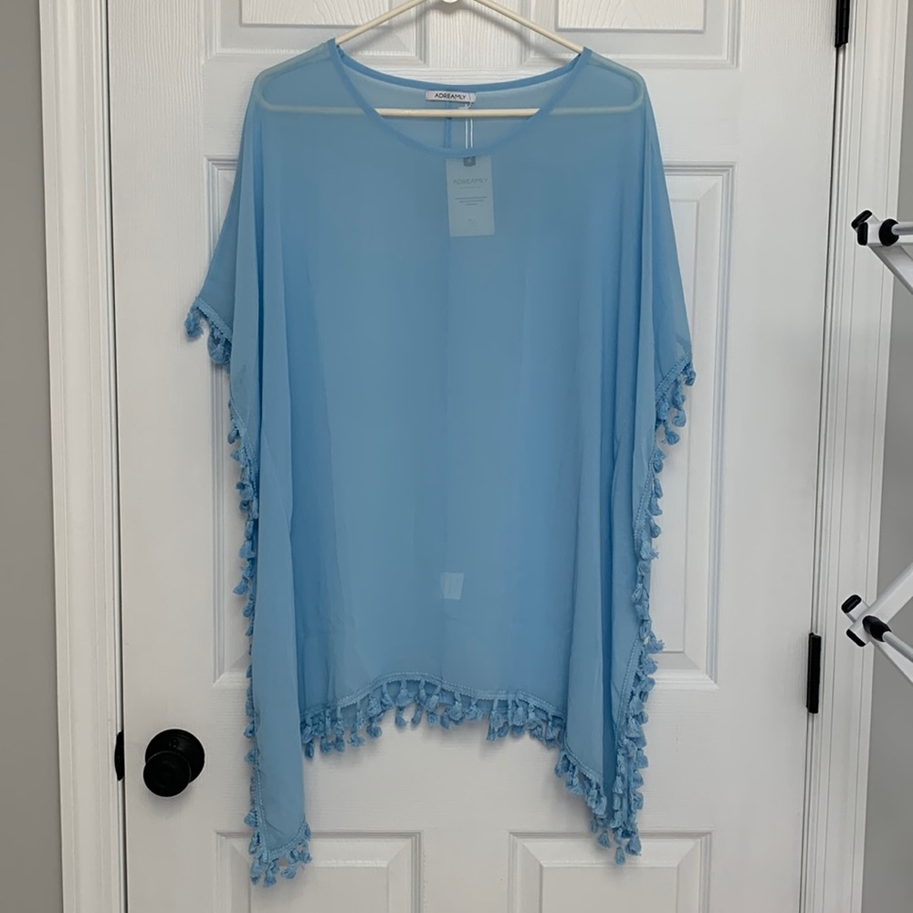 ADREAMLY Women's Chiffon Tassel Kaftan Cover Up